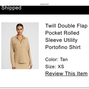 Express Beige Utility Button Down Shirt